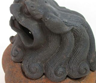 F919: Chinese incense burner of heavy iron of foo dog statue with name of an era 8