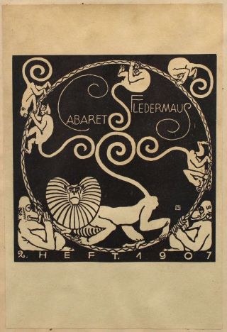 RARE Antique Weiner Werkstatte Handbill Poster Secessionist Cabaret Fledermaus 2