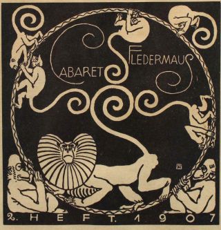 RARE Antique Weiner Werkstatte Handbill Poster Secessionist Cabaret Fledermaus 3