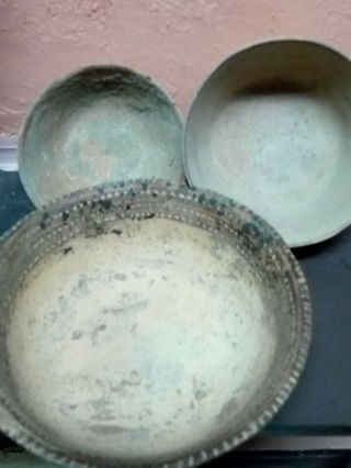 Group Of 3 Antique Colonial Spanish Arizona Bowls,  17th Century.