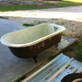 Antique Claw Foot Bath Tub Cast Iron with Clawfoot Design.  Large 8