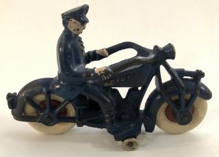 Hubley Champion Cast Iron Police Motorcycle 1930s / Large 7 - Inch Version