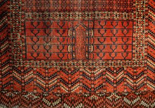 ANTIQUE TURKOMAN TURKMEN ENSI Hatchli PRAYER RUG CENTRAL ASIA 3