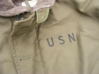 Nr - Vintage Korea WW2 US Navy ALPACA Wool Deck Flight Jacket Coat N - 140 11