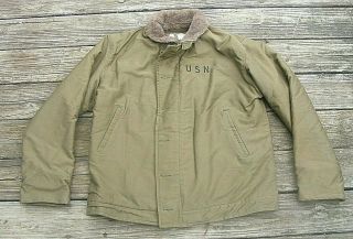 Nr - Vintage Korea Ww2 Us Navy Alpaca Wool Deck Flight Jacket Coat N - 140
