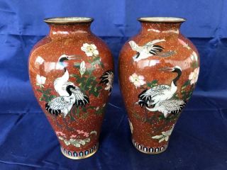 Good Antique Japanese Meiji Cloisonne Aventurine Vases.