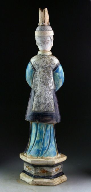 SC AN XL - 49 cm - CHINESE MING DYNASTY POTTERY FIGURE OF FEMALE ATTENDANT 2