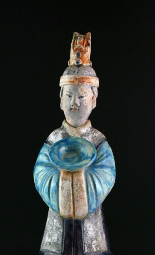 SC AN XL - 49 cm - CHINESE MING DYNASTY POTTERY FIGURE OF FEMALE ATTENDANT 5