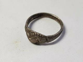 Late Roman Or Medieval Silver Marriage Ring - Clasped Hands