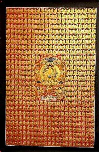 Master Piece Hand Painted Tibetan 500 Buddha Thangka Painting Buddhist