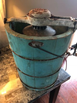 Antique Hand Crank 6 Qt Ice Cream Maker/artic Freezer Machine Gem Vintage