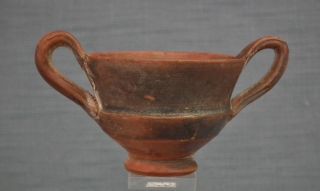 Authentic Ancient Greek 4 - 3th Century B.  C.  Terracotta Pottery Wine Cup Kantharos
