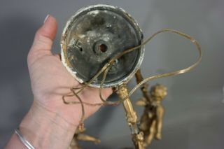 Antique ART NOUVEAU Figural WINGED PUTTI Cherub CHANDELIER Old DECO HANGING LAMP 8