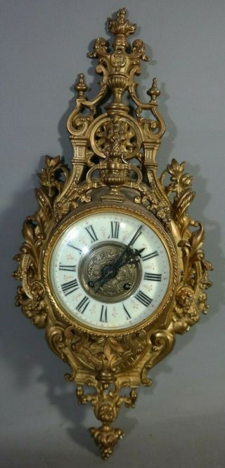 Antique French Art Nouveau Old Ad Mougin Figural Lion Putti Bust Cartel Clock