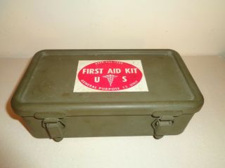 Vintage Korean War Us Military First Aid Kit With Contents.