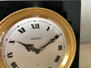 Vintage Swiss Jaeger - LeCoultre 8 Day 11 Jewel Table Mantle Clock Black & Gold 3