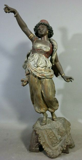 Ca.  1910 Antique Art Nouveau Era Orientalist Style Dancing Lady Old Parlor Statue