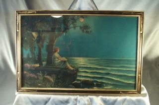 Art Nouveau Print " Waiting " By Malvin Boynton W Gold Gilt Frame