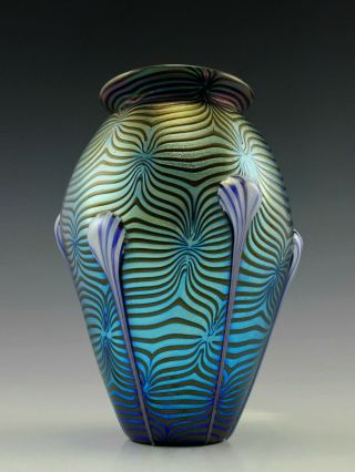 Bohemian Art Nouveau Jugendstil Iridescent Glass Vase