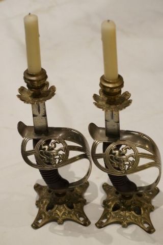 Ww1 Imperial German Hessian Cavalry Candlestick Sword Guards X 2