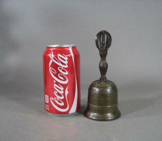 Antique Tibetan Buddhist Bronze Bell,  19C,  Characters,  Patina 10