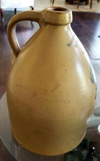 RARE 19TH CENTURY FLORAL COBALT DECORATED WHITTEMORE HAVANA NY 2 JUG CROCK 3