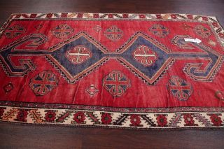 Antique Geometric RED Qashqai Persian Tribal Oriental Hand - made Wool Rug 5 ' x9 ' 12