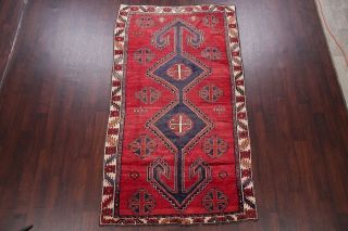 Antique Geometric RED Qashqai Persian Tribal Oriental Hand - made Wool Rug 5 ' x9 ' 2