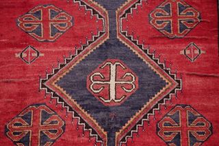 Antique Geometric RED Qashqai Persian Tribal Oriental Hand - made Wool Rug 5 ' x9 ' 4