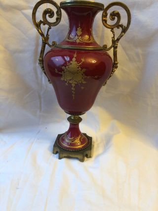 Antique French Sevres Type Hand Painted Porcelain Gilt Bronze Mounted Vases Urns 12