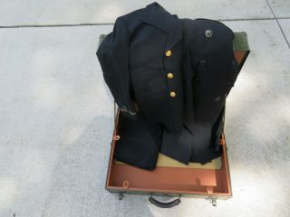 Wwii Us Navy Warrant Officer Dress Blue Jacket,  Pants,  Raincoat & Oshkosh Trunk