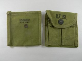 Us Gi Wwii M1 Carbine Khaki Stock Pouch " Rubon K.  C.  Dated 1943.