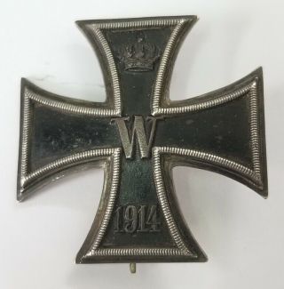 German Iron Cross First Class Medal Ww1 Marked 800 Silver Convexed All