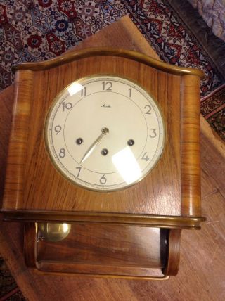 Vintage Mauthe German Wall Pendulum Clock Missing An Arm.