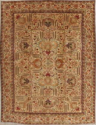 Antique Geometric Gold - Washed Color Persian Oriental Hand - Knotted Area Rug 10x13