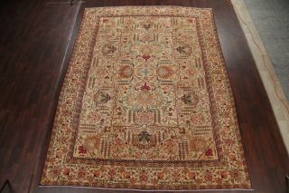 Antique Geometric Gold - Washed Color Persian Oriental Hand - Knotted Area Rug 10x13 2