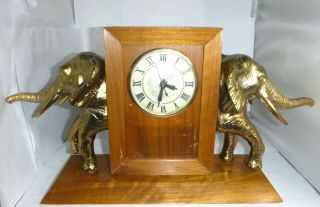 Vintage Don Winton 1959 Signed Sculpture Elephants Lanshire Electric Clock