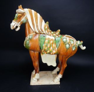 Huge Chinese Drip Glazed Tang Horse Statue 25 Inches