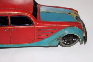 ANTIQUE 1930S RARE PAYA AIRFLOW WIND UP TIN LITHO CAR No Tippco Bing Marklin 7