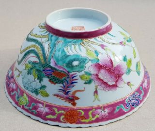 LARGE 8 INCHES ANTIQUE NYONYA PERANAKAN STRAITS CHINESE FAMILLE ROSE BOWL 19TH C 3