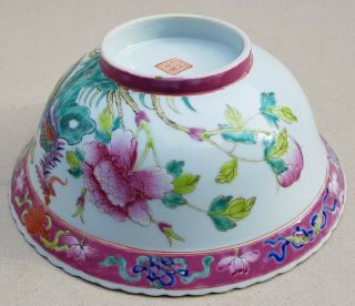 LARGE 8 INCHES ANTIQUE NYONYA PERANAKAN STRAITS CHINESE FAMILLE ROSE BOWL 19TH C 5
