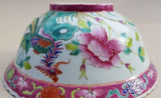 LARGE 8 INCHES ANTIQUE NYONYA PERANAKAN STRAITS CHINESE FAMILLE ROSE BOWL 19TH C 6