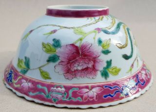 LARGE 8 INCHES ANTIQUE NYONYA PERANAKAN STRAITS CHINESE FAMILLE ROSE BOWL 19TH C 7