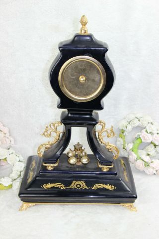 French Limoges porcelain mantel clock romantic victorian scene 1960s 5