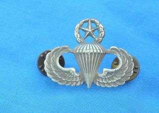 Vintage Sterling Silver Us Army Master Paratrooper Pin Full Size 159