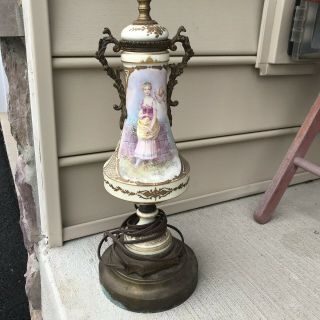 Antique Porcelain Sevres Hand Painted and Signed Lamp 2
