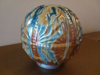 Very Old Multicolored Glass Globe From Brass Sculpture Art Deco Lamp