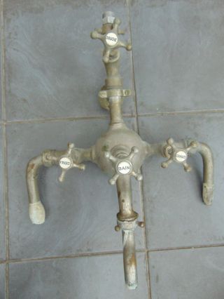 Antique French Chrome Plated Bronze? Bath & Shower Mixer Tap Ceramic Inserts