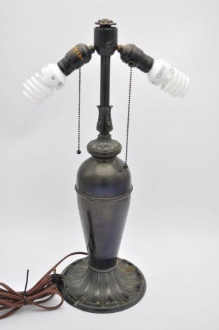 Vintage Antique Cast Iron Table Lamp Ornate Decor Art Deco Ornate Double Light