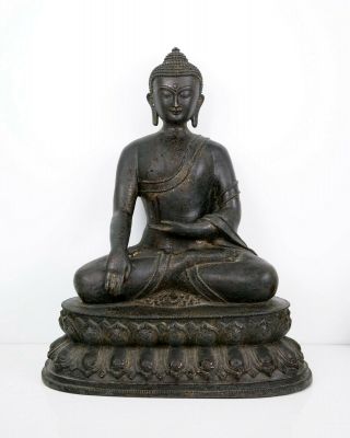 A Large Bronze Figure Of Seated Shakyamuni